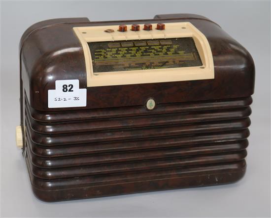 A Bush Bakelite cased radio 32cm